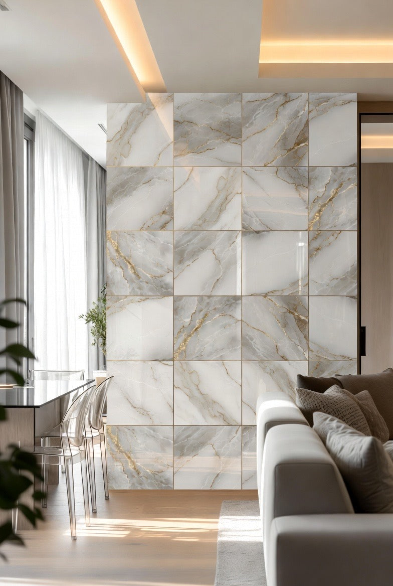Autocollant mural effet marbre