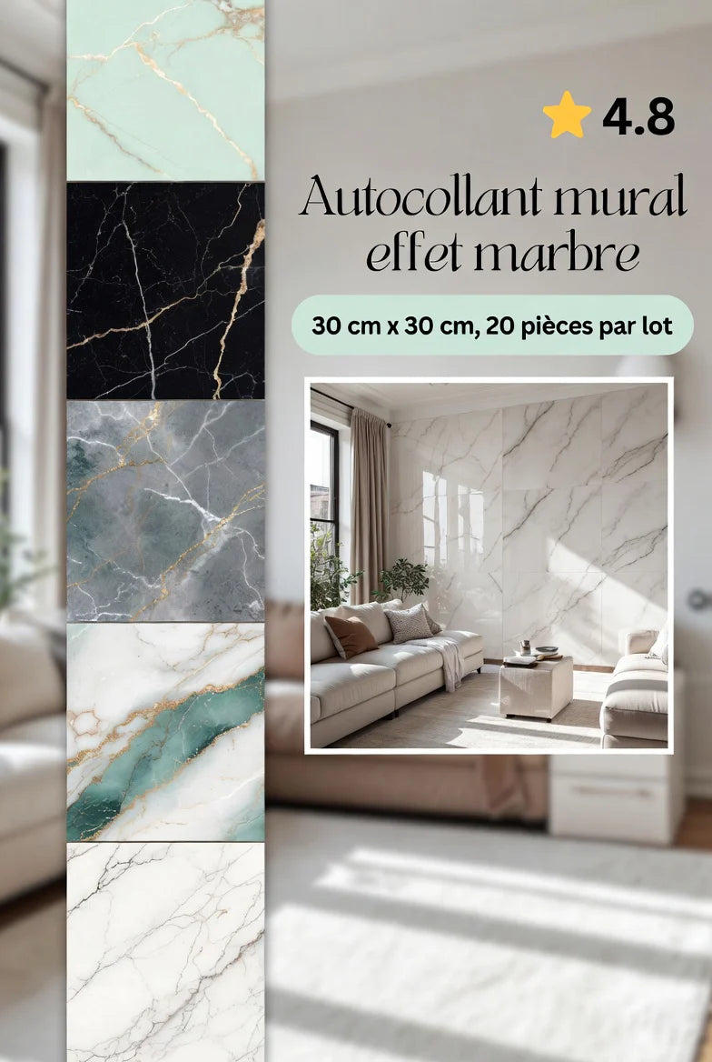 Autocollant mural effet marbre